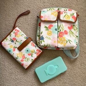 Cloud Island Floral Diaper bag and Changing station bag